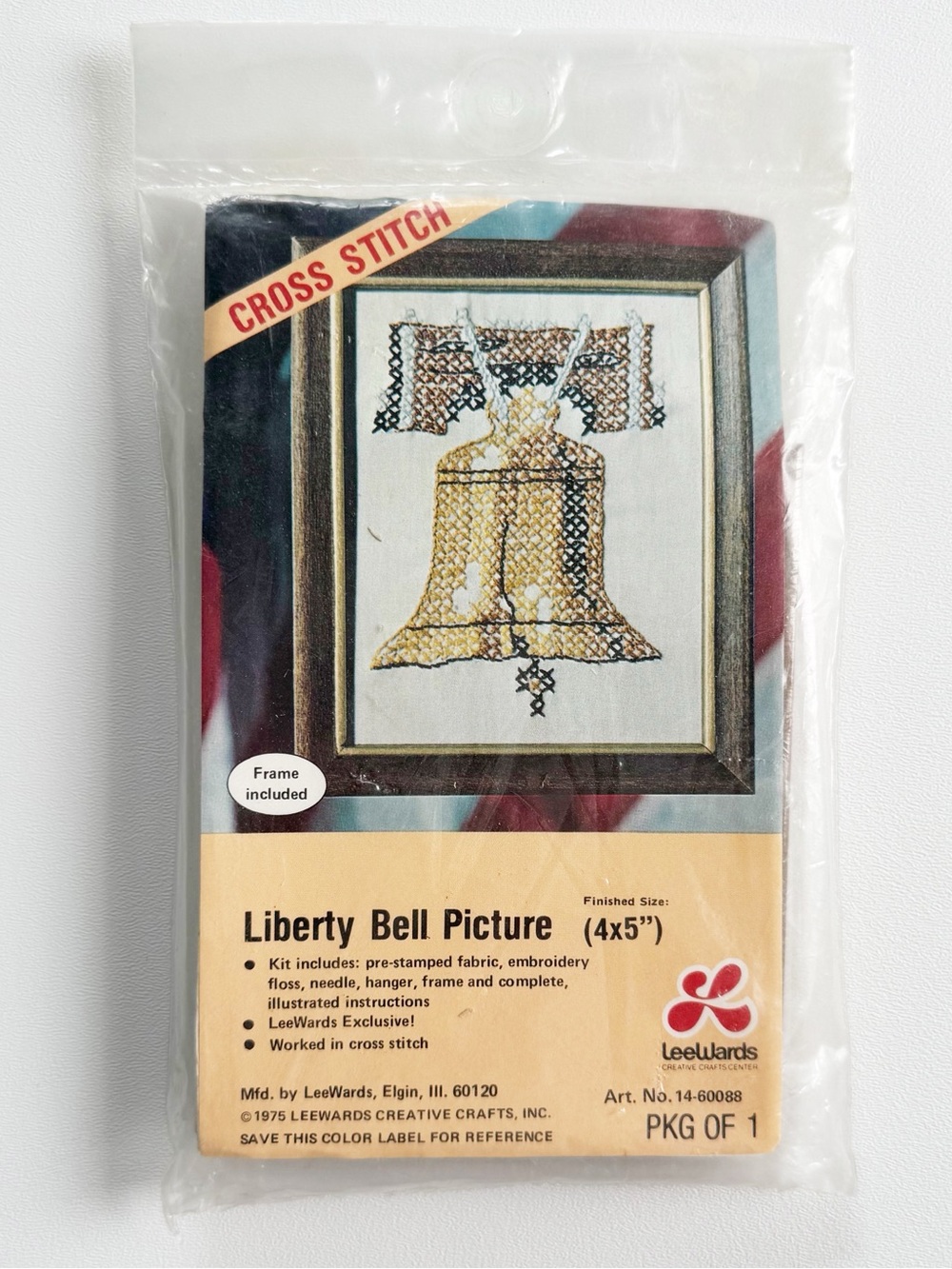 LeeWards "Liberty Bell Picture" Vintage 1975 Cross Stitch Kit - Sealed RARE